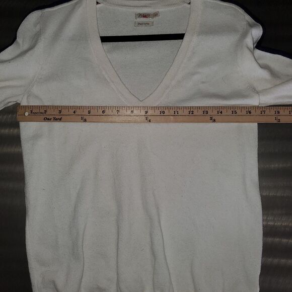 Faherty Sconset Organic Cotton Cashmere V Neck Old Money Sweater Ivory Stripe S - Picture 7 of 12